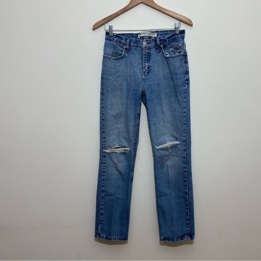Harley-Davidson Women’s Mid-Rise Straight light washed Leg Jeans – Size 9P